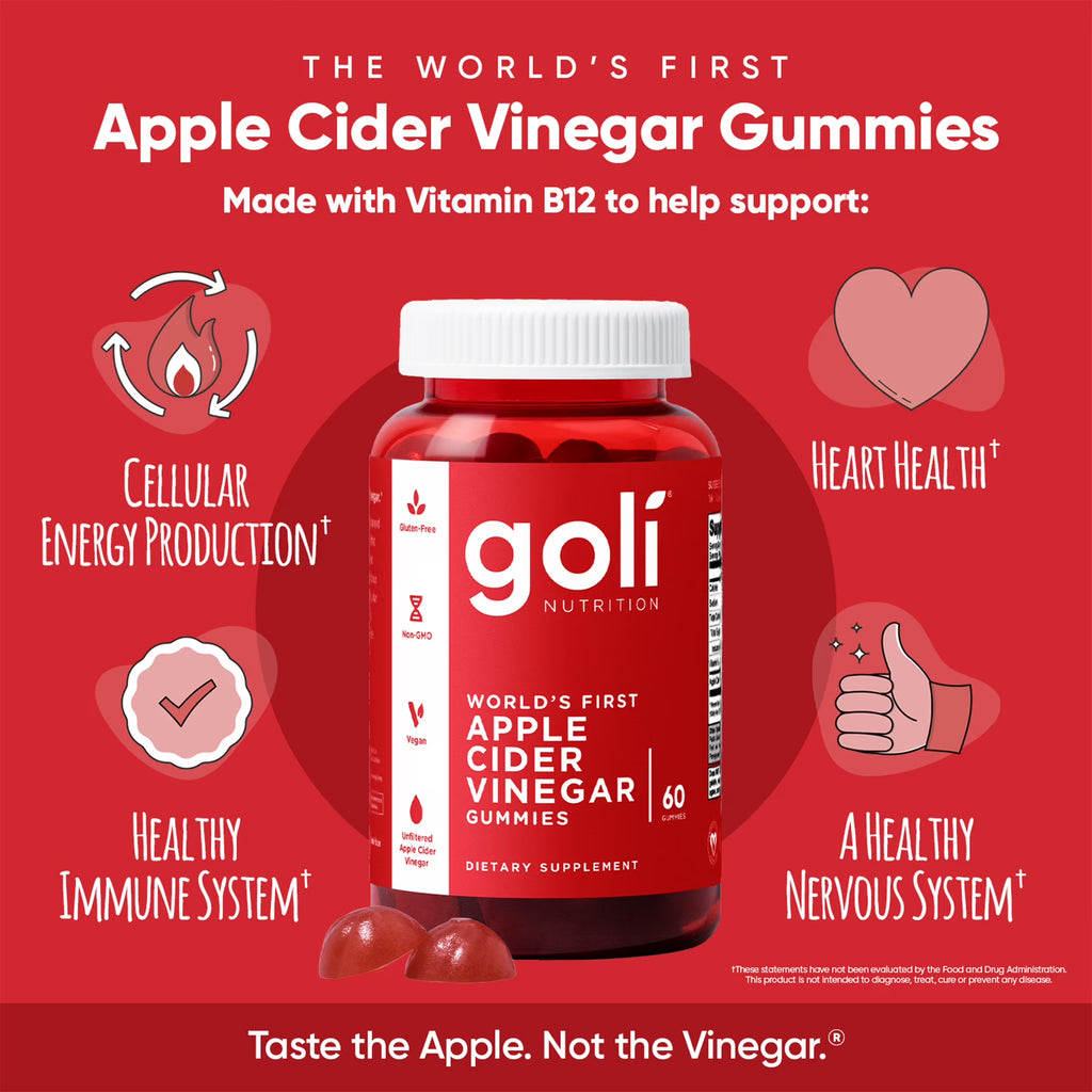 Goli Nutrition Apple Cider Vinegar Vegan Gummies, 60 Count
