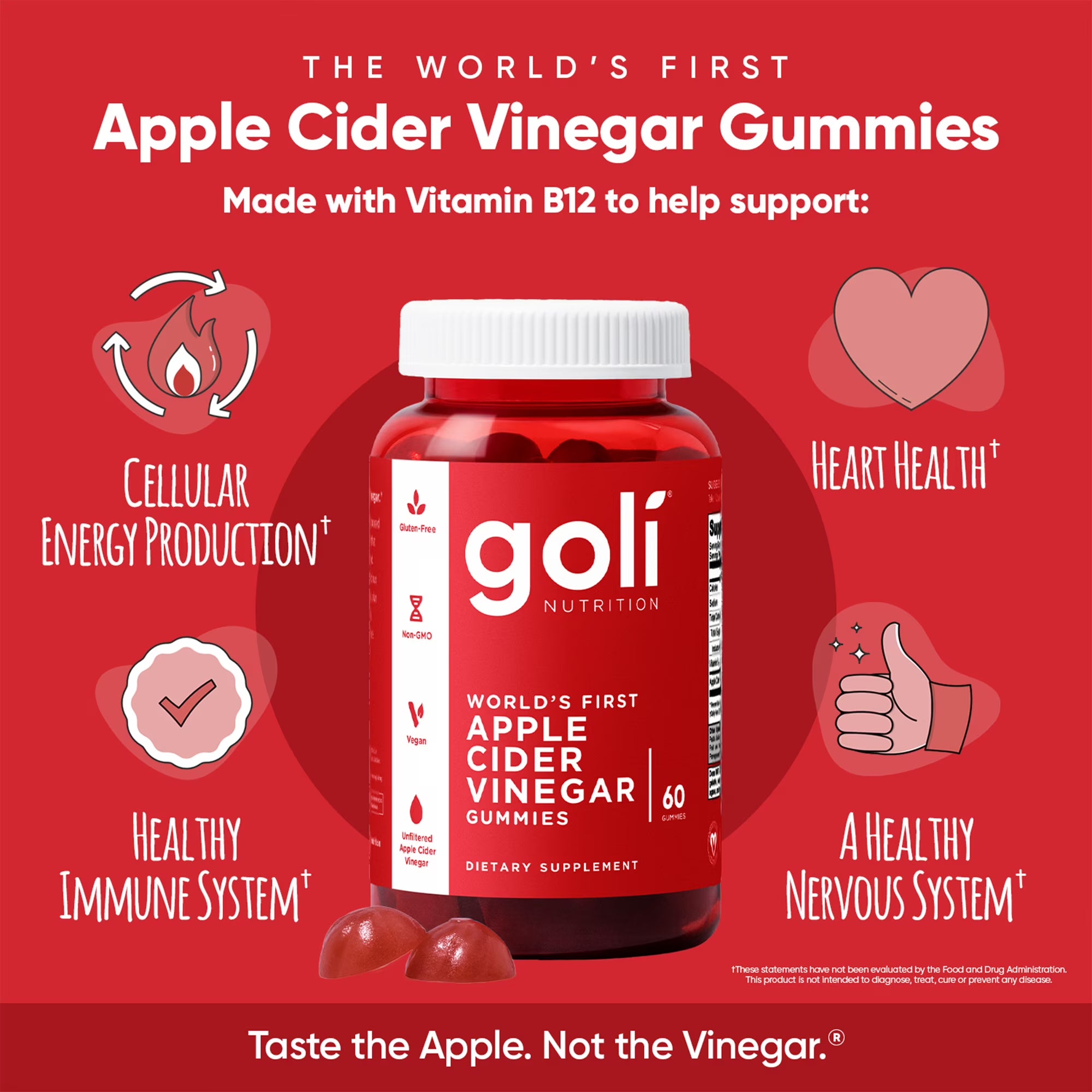 Goli Nutrition Apple Cider Vinegar Vegan Gummies, 60 Count