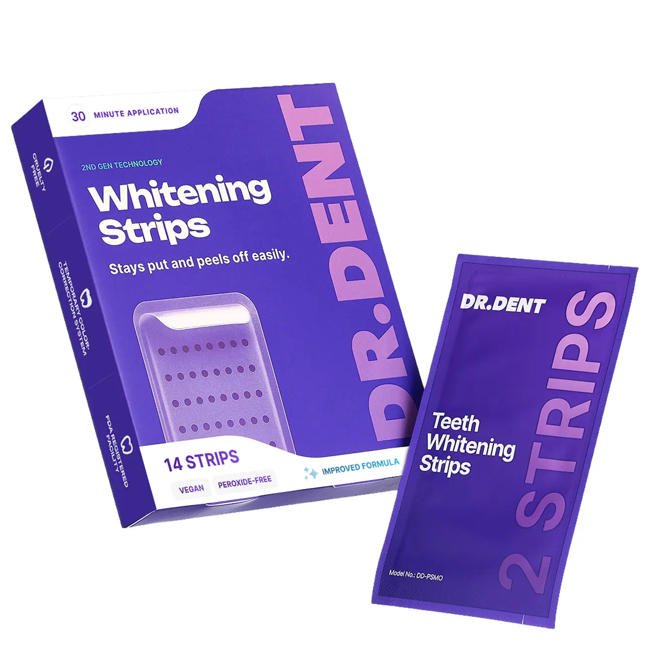 DRDENT Purple Teeth Whitening Strips - Safe for Enamel - Non Sensitive Teeth Whitening - Peroxide-Free